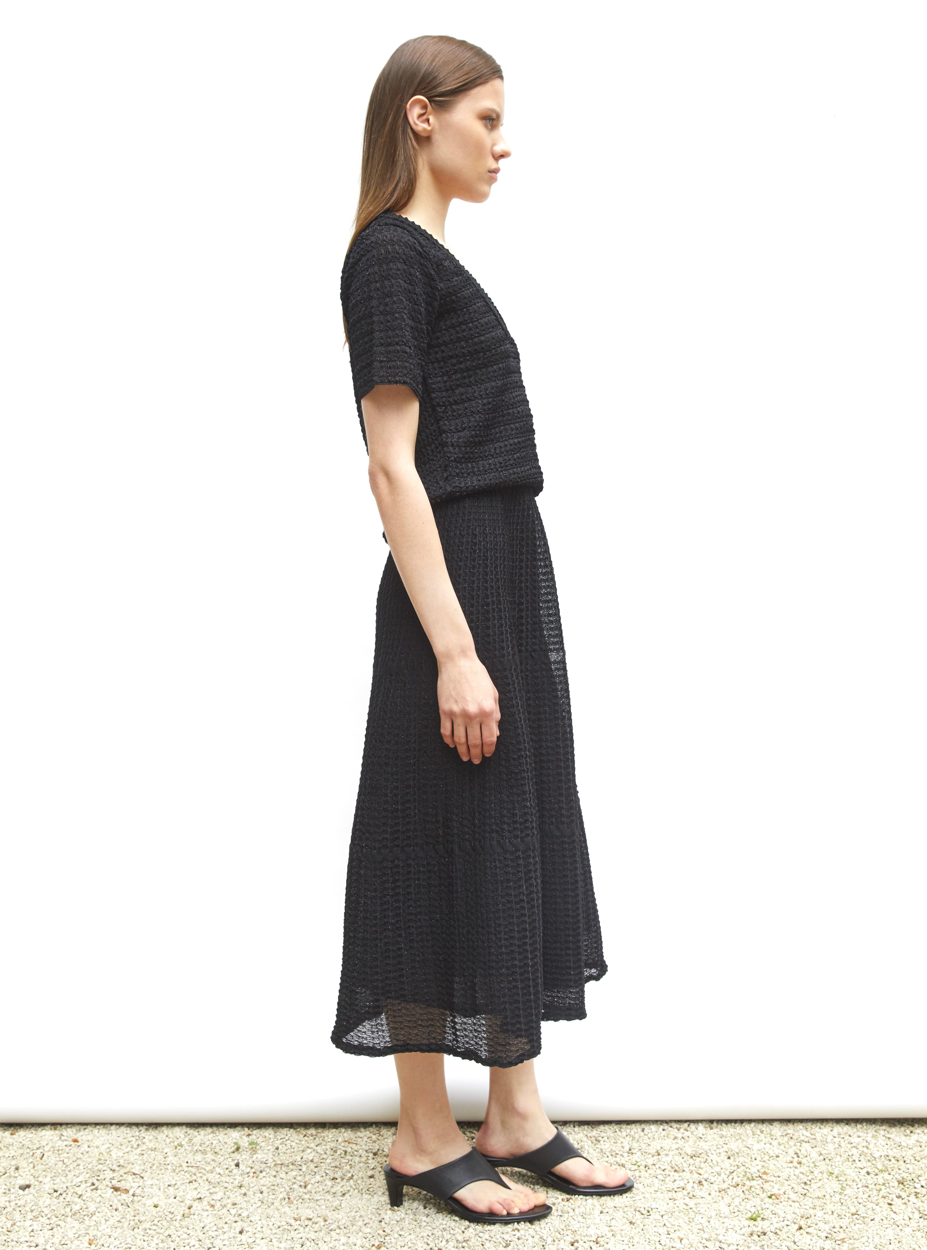 Top maille organza Noir Profond - Vêtement de luxe femme