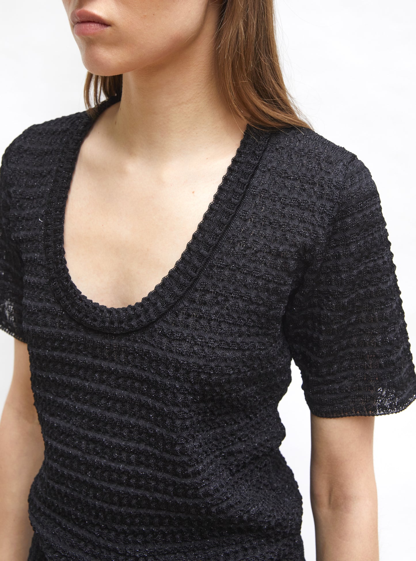 Top maille organza Noir Profond - Top de luxe