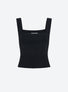 Top en maille de luxe Molli - Top à bretelles larges cotes Noir Profond
