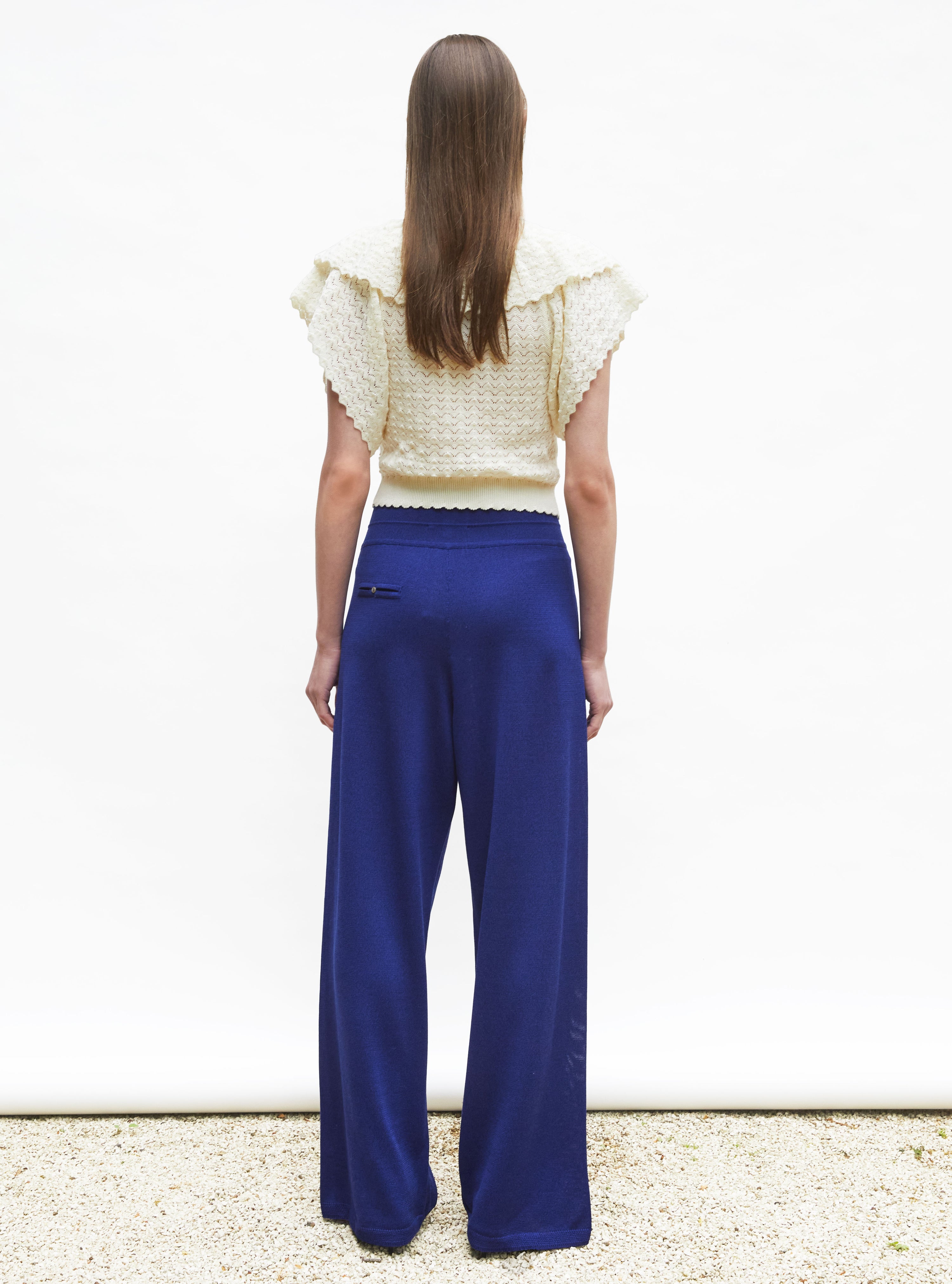 Top v maille pointelle Naturel - Top de luxe