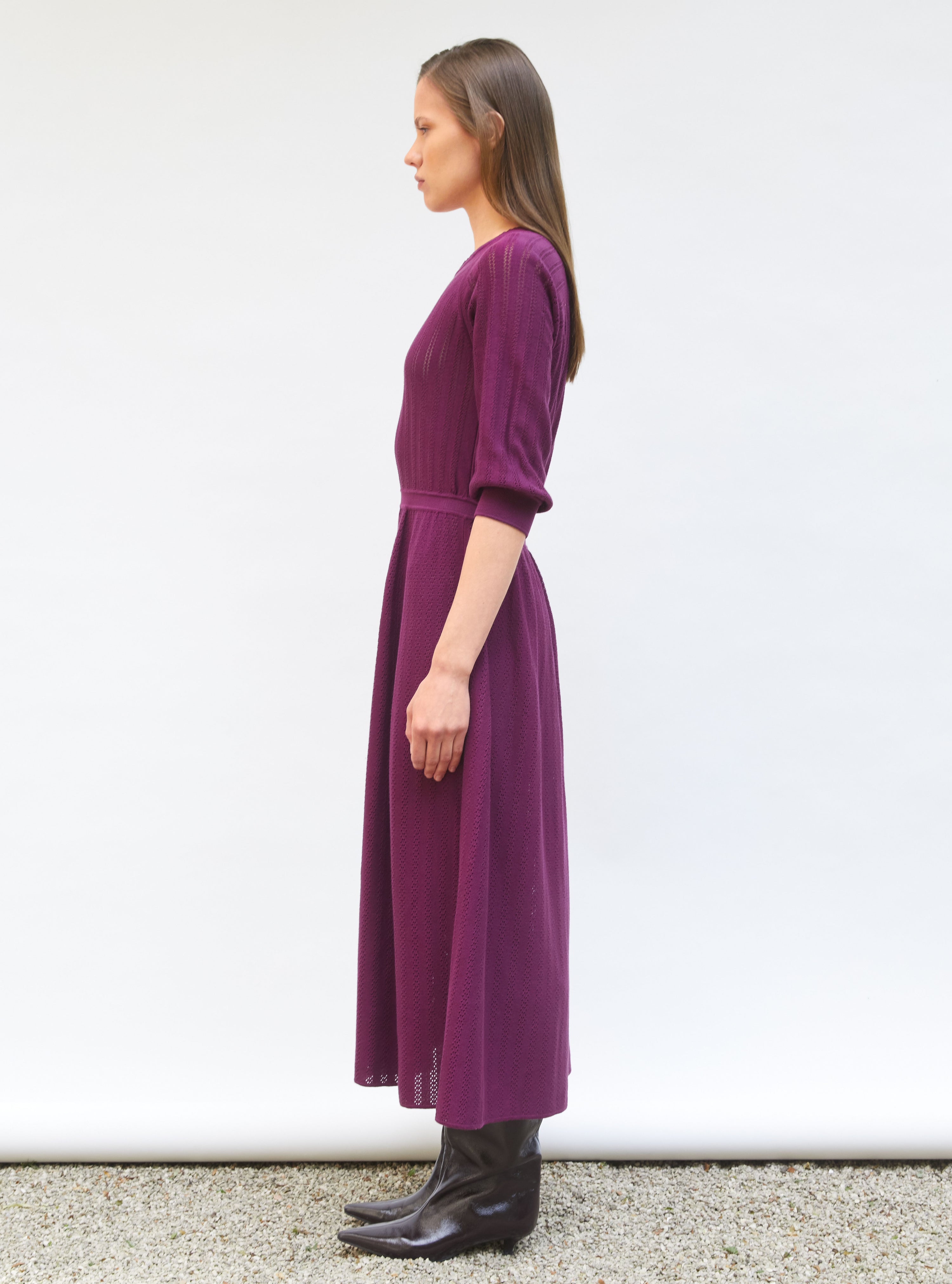 Robe de luxe femme - Robe légère maille pointelle Mûre