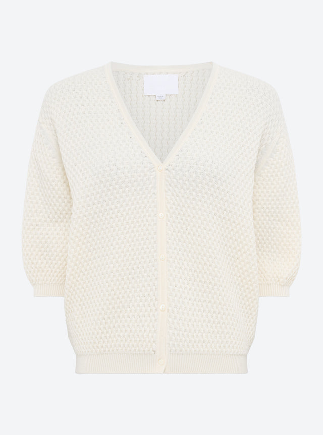 v-neck cardigan in a puffy knit - Image principale