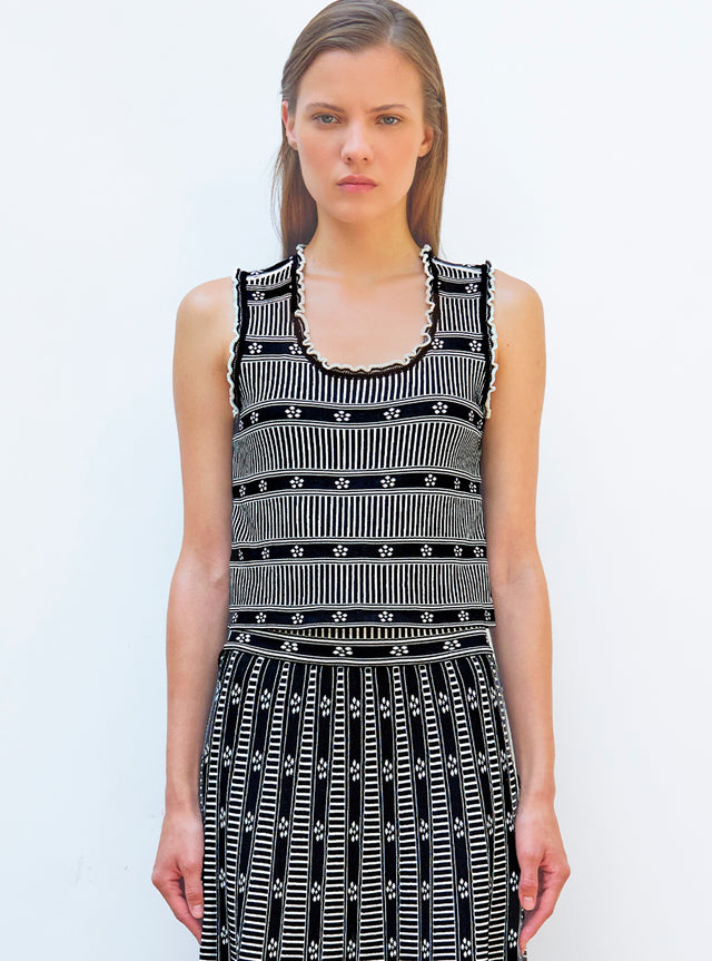 knit tank top with mini flowers - Image principale