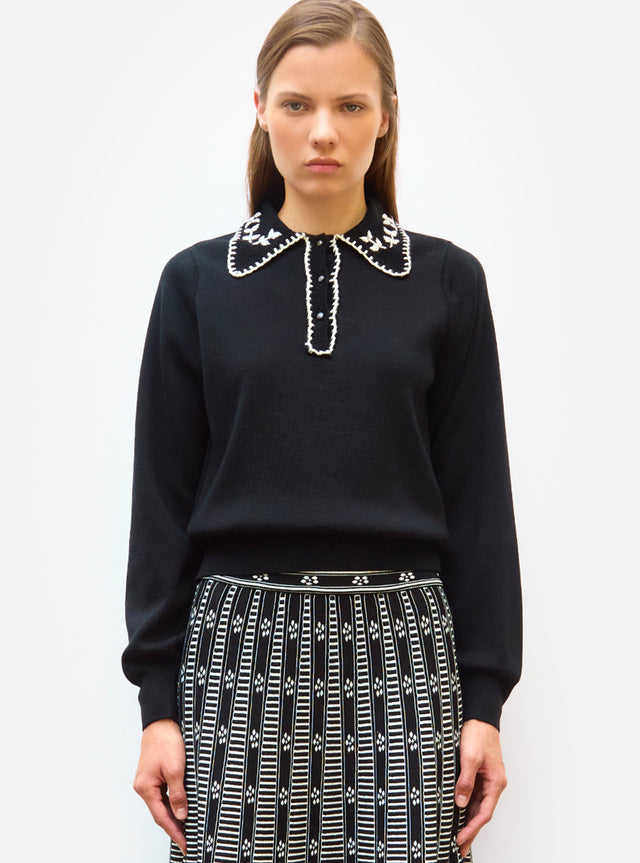 chemise maille brodée main - Image principale