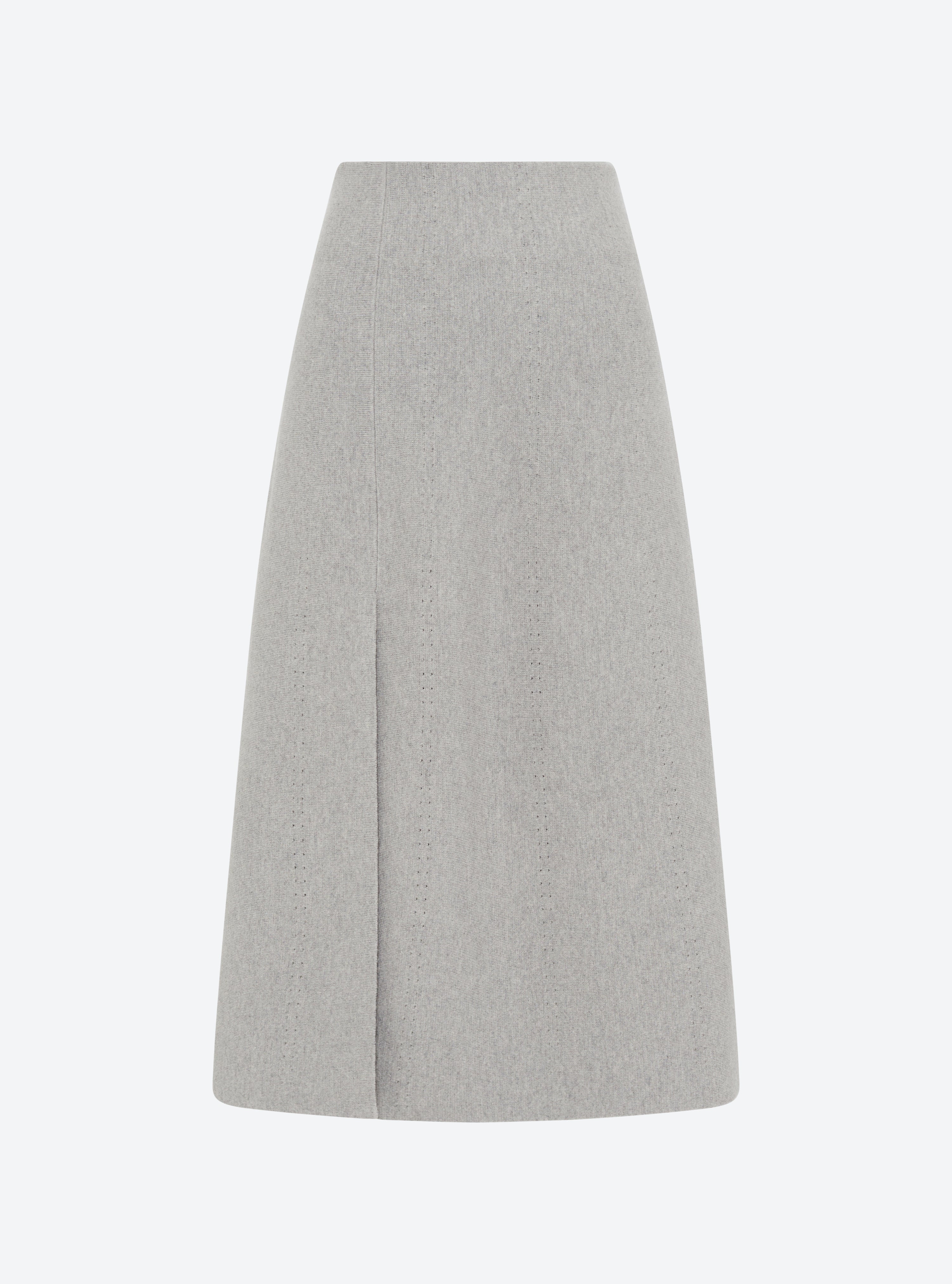 Jupe mi-longue maille fendue Gris souris - Vêtement de luxe femme