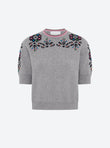 knit top with hand-embroidered flowers