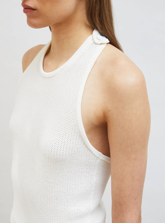 knit halter top with fringe - Image principale