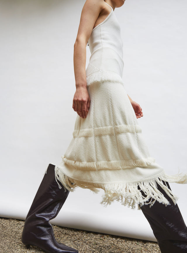 knit pencil skirt with fringe - Image principale