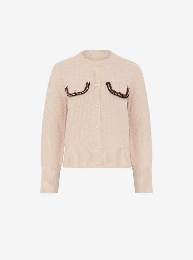 Veste maille brodée main - Image principale