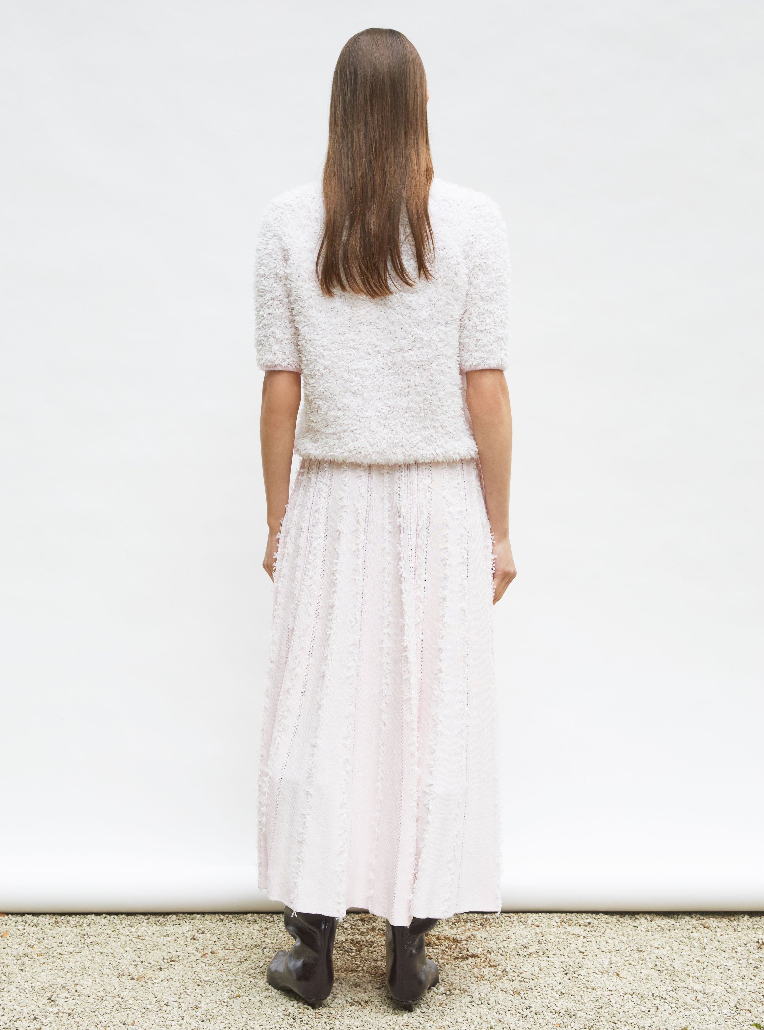 Jupe longue maille plumetis Pétale - Vêtement de luxe femme