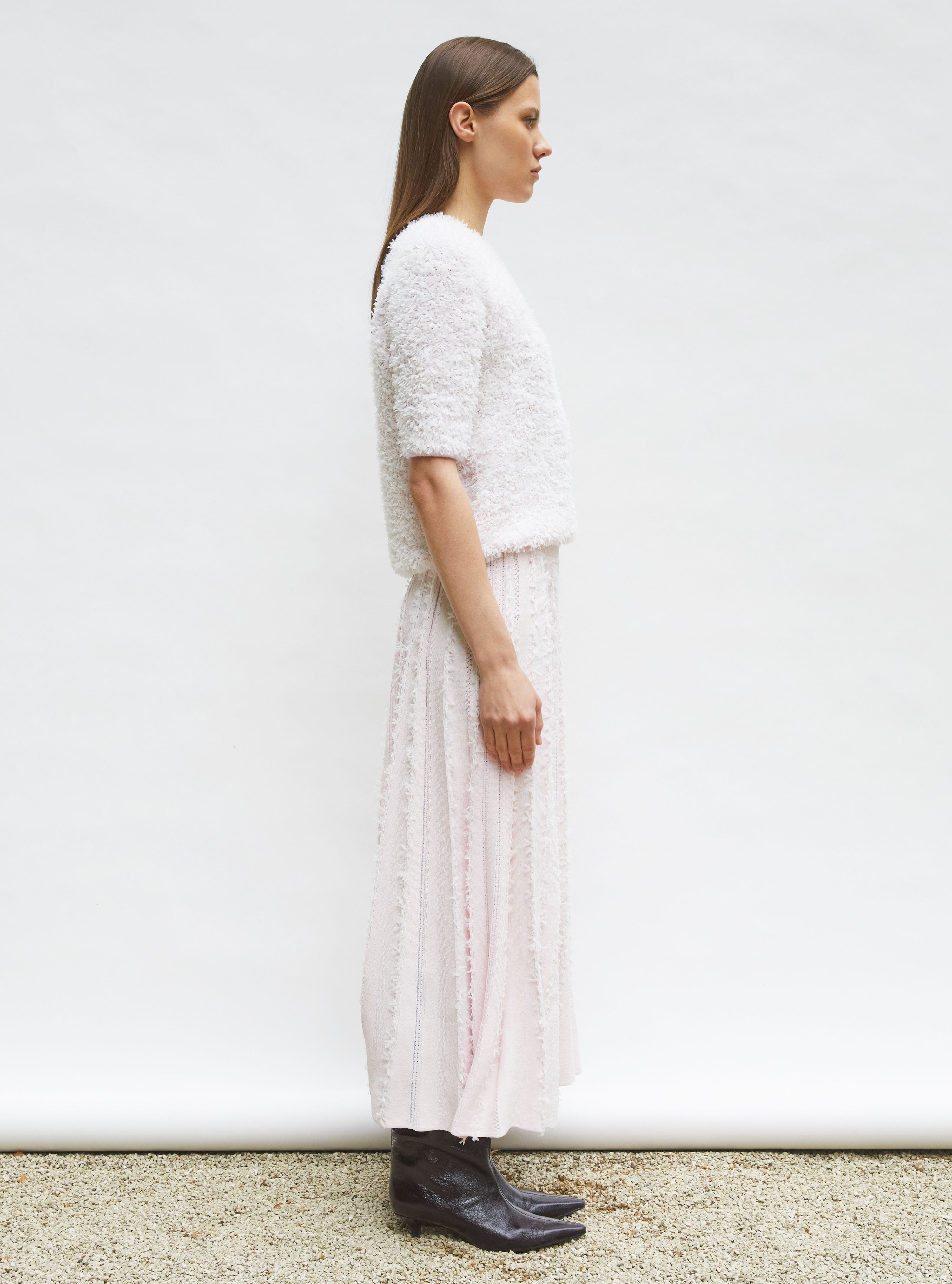 Jupe longue maille plumetis Pétale - Jupe de luxe