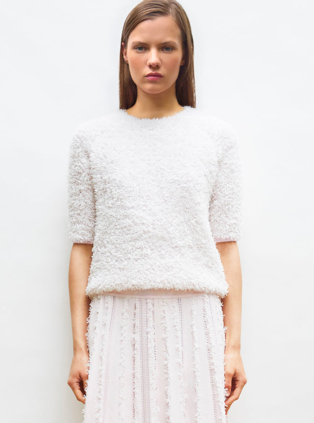 dotted swiss top with elbow-length sleeves - Image principale