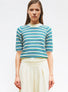 Top fin maille rayée colorée naturel vert bleu - Vêtement en maille de luxe Molli