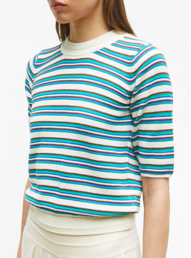 fine knit top with colorful stripes - Image principale