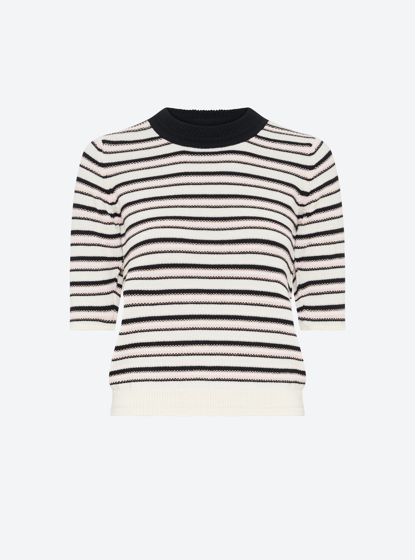 Top fin maille rayée colorée Divin Noir Profond Nude - Vêtement de luxe femme