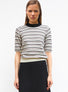 Top fin maille rayée colorée Divin Noir Profond Nude - Vêtement en maille de luxe Molli