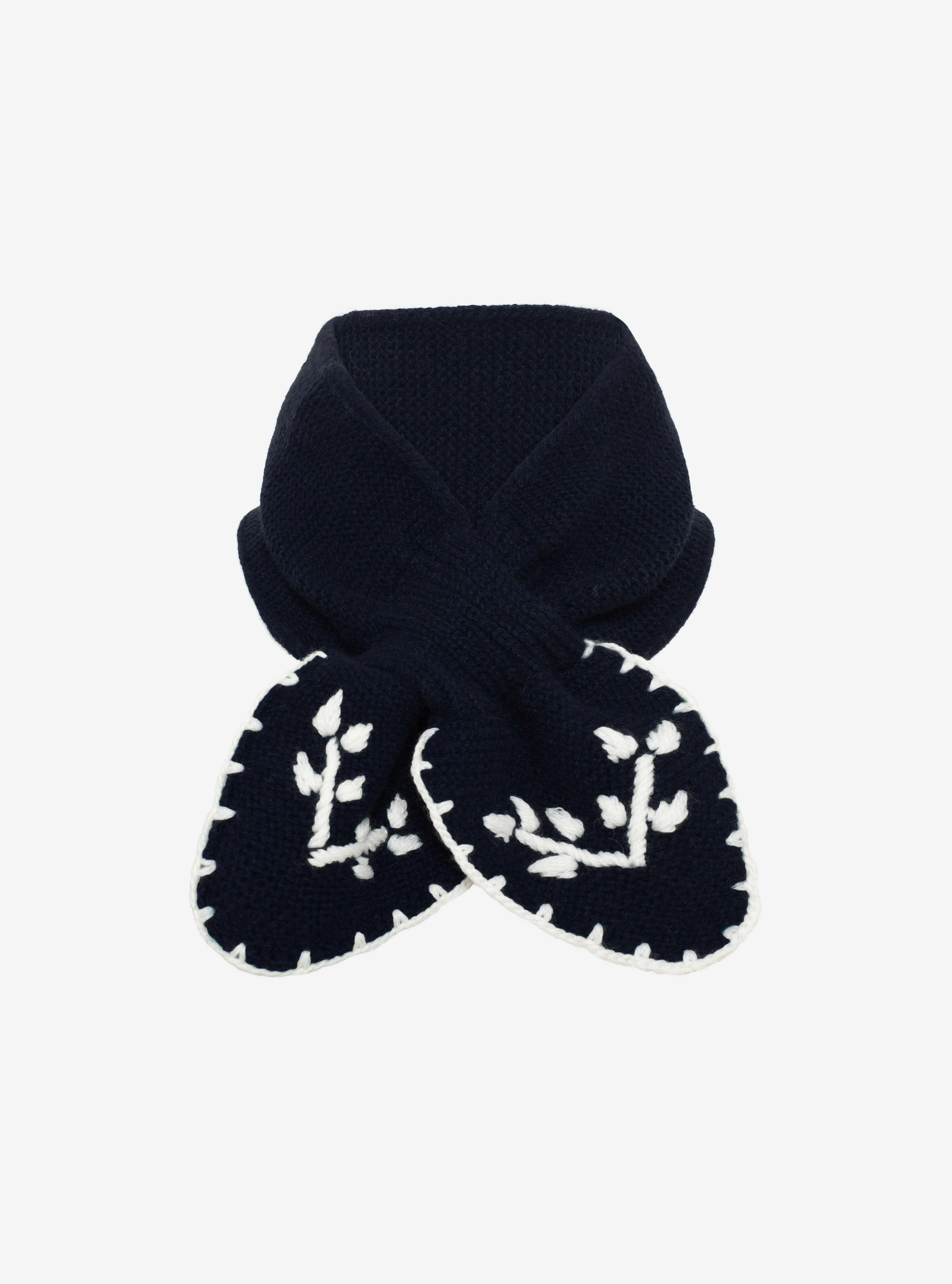 Hand-embroidered neck scarf Midnight-Natural | Molli