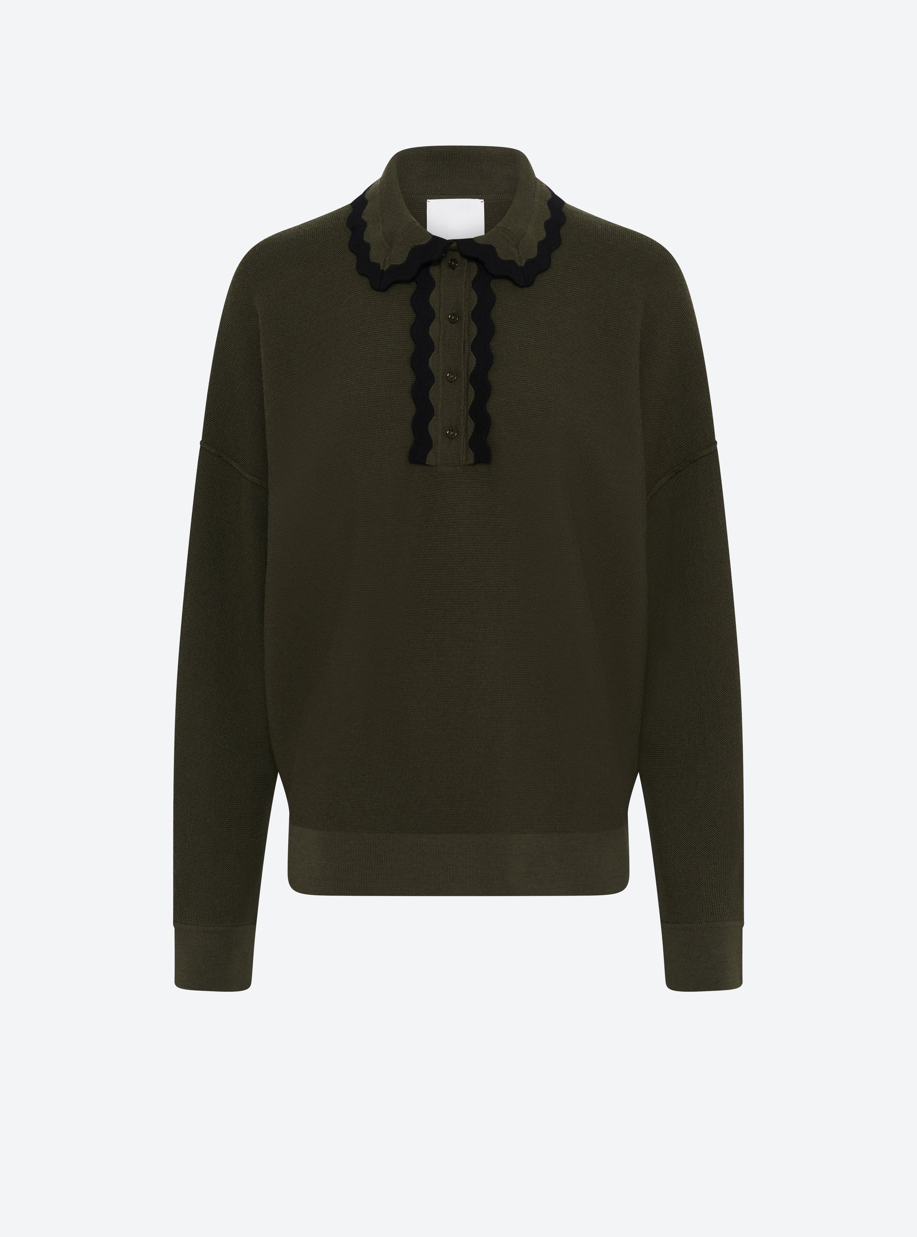 Chemise maille col croquet kaki - Vêtement en maille de luxe Molli