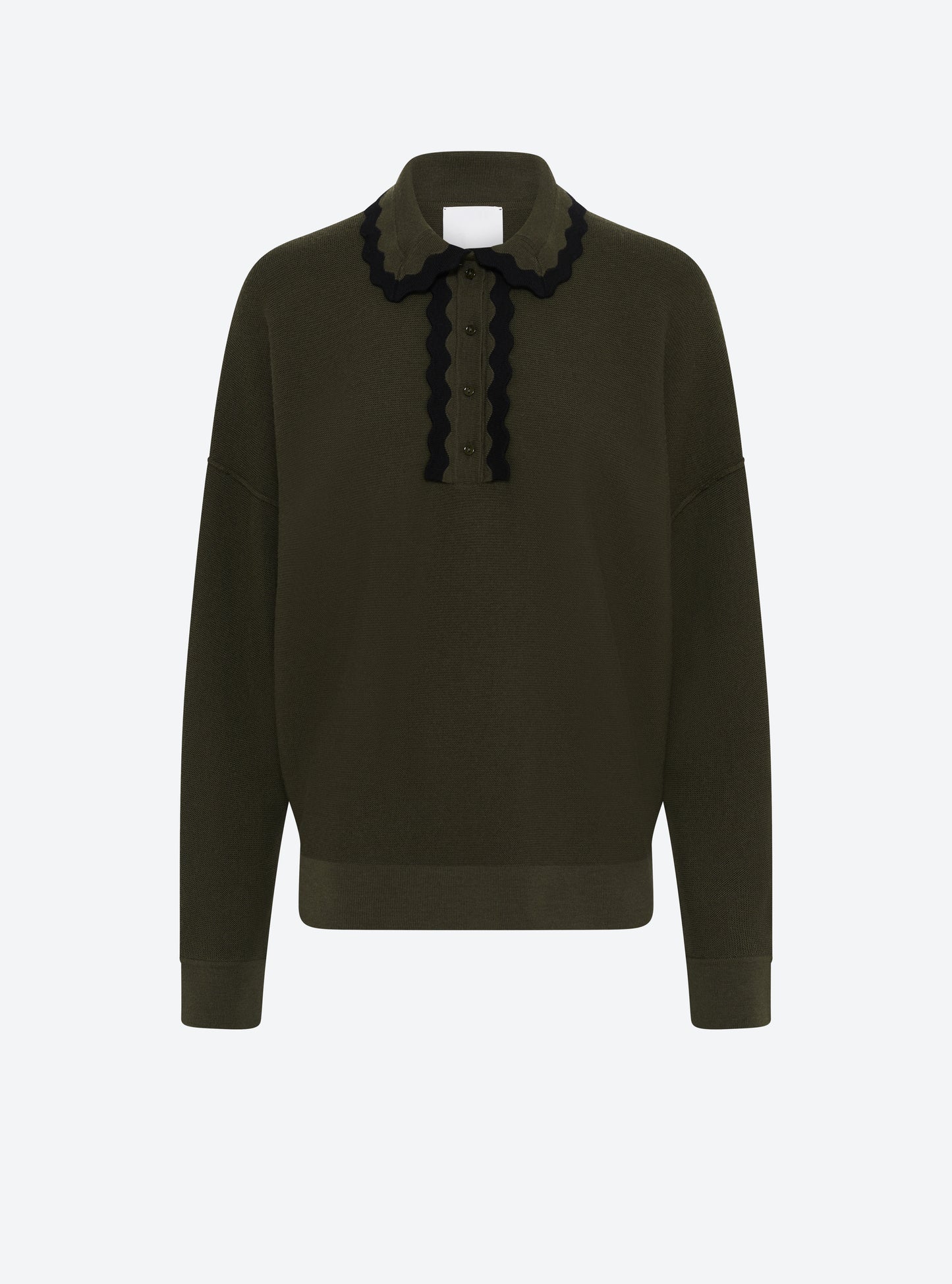 Chemise maille col croquet kaki - Vêtement en maille de luxe Molli