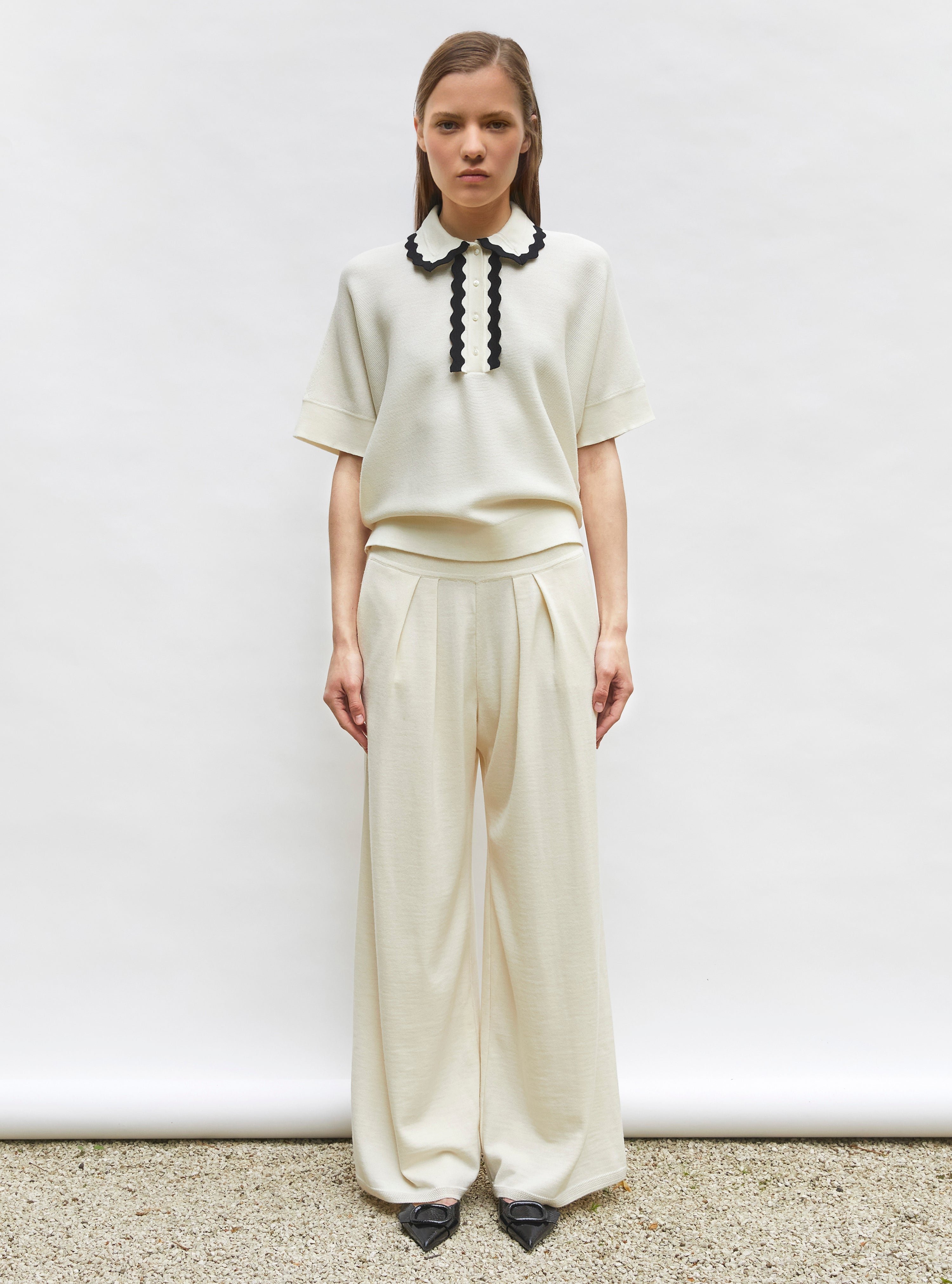 Pantalons de luxe femme - Pantalon fluide en maille