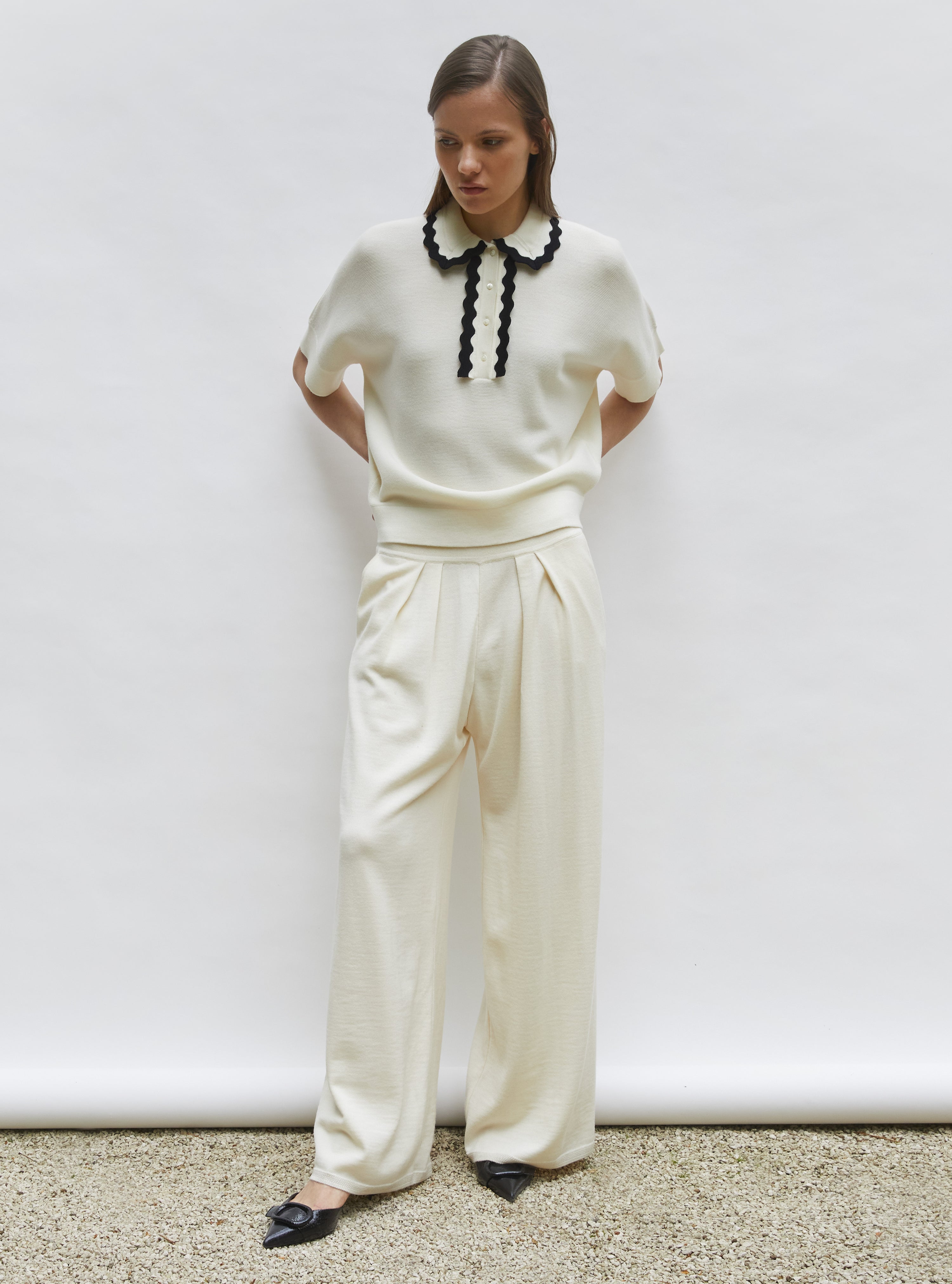 Pantalons de luxe femme - Pantalon fluide en maille Molli