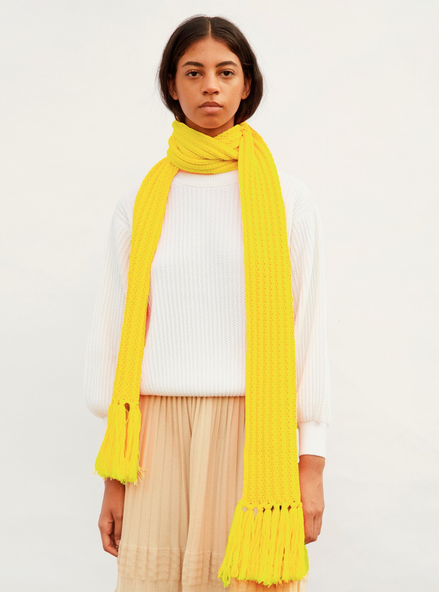 Echarpe longue à franges - Vêtement en maille de luxe Molli