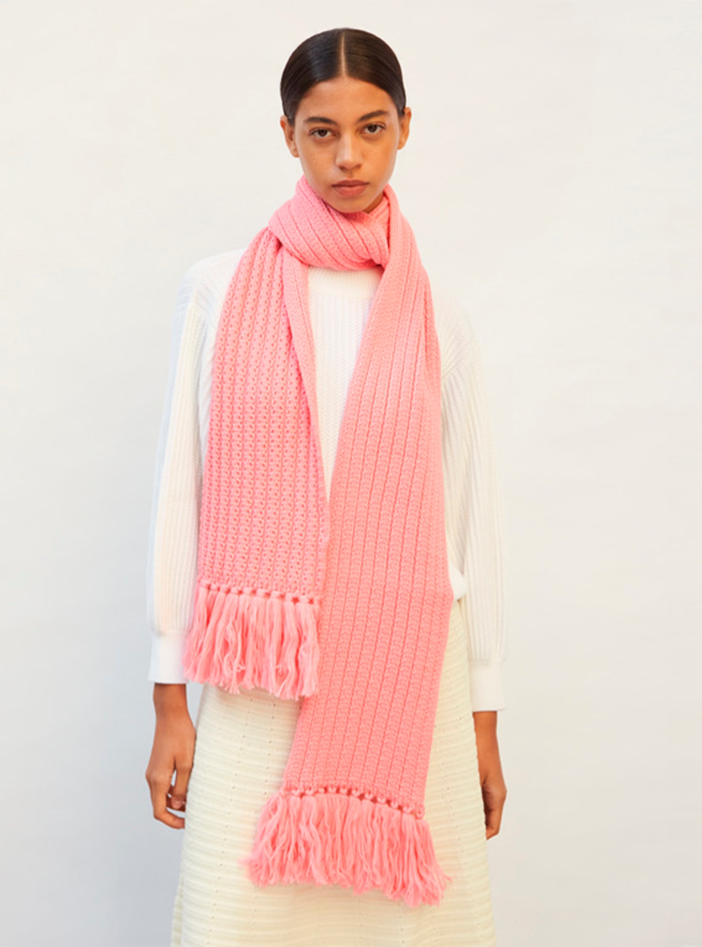 Echarpe longue à franges - Vêtement en maille de luxe Molli