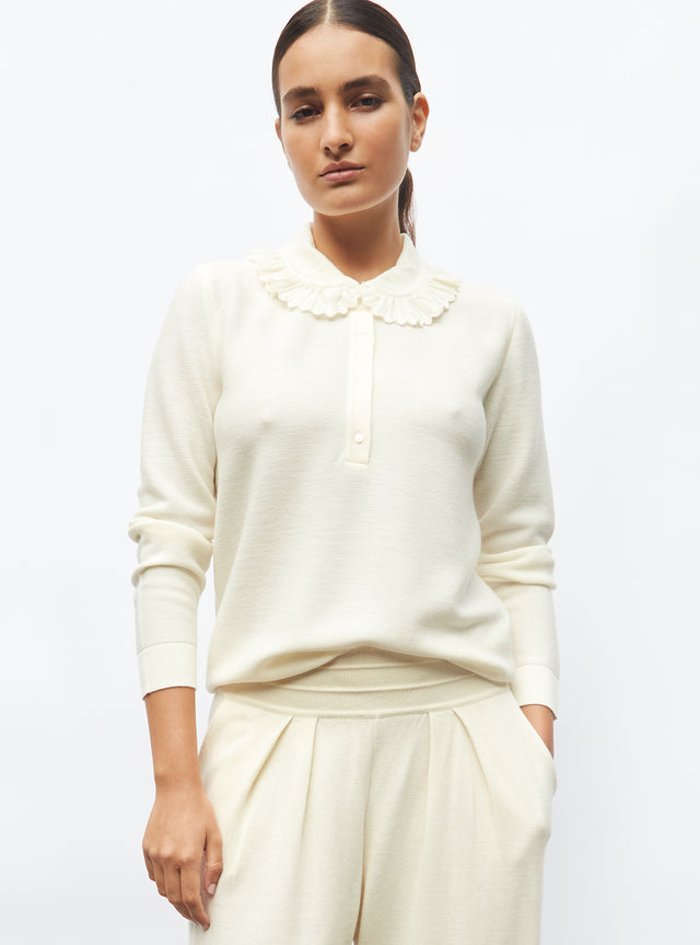 ruffled collar knit shirt - Image principale
