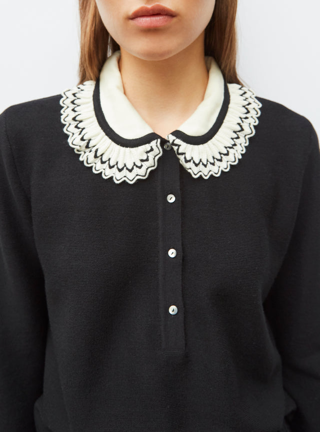 ruffled collar knit shirt - Image principale