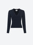 Pull col V maille pleine Nuit - Vêtement de luxe femme