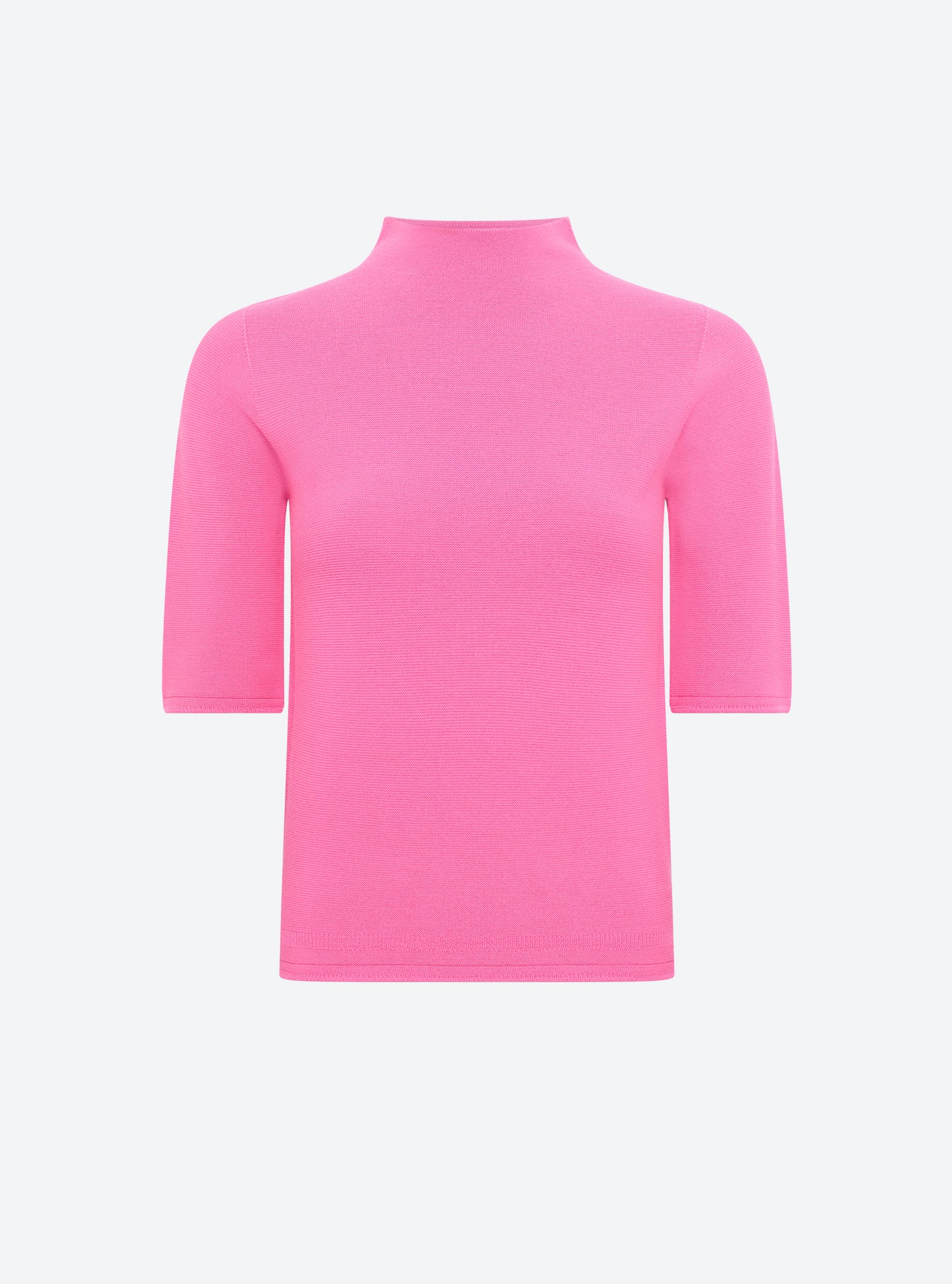 Top fin petit col montant Rose Fluo - Vêtement en maille de luxe Molli