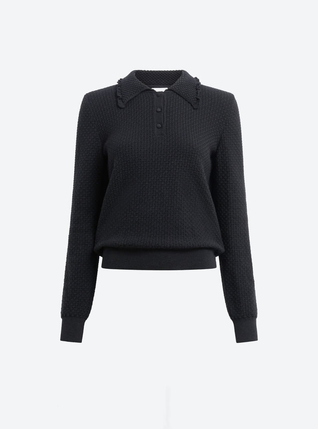 Top fin maille col volante - Image principale