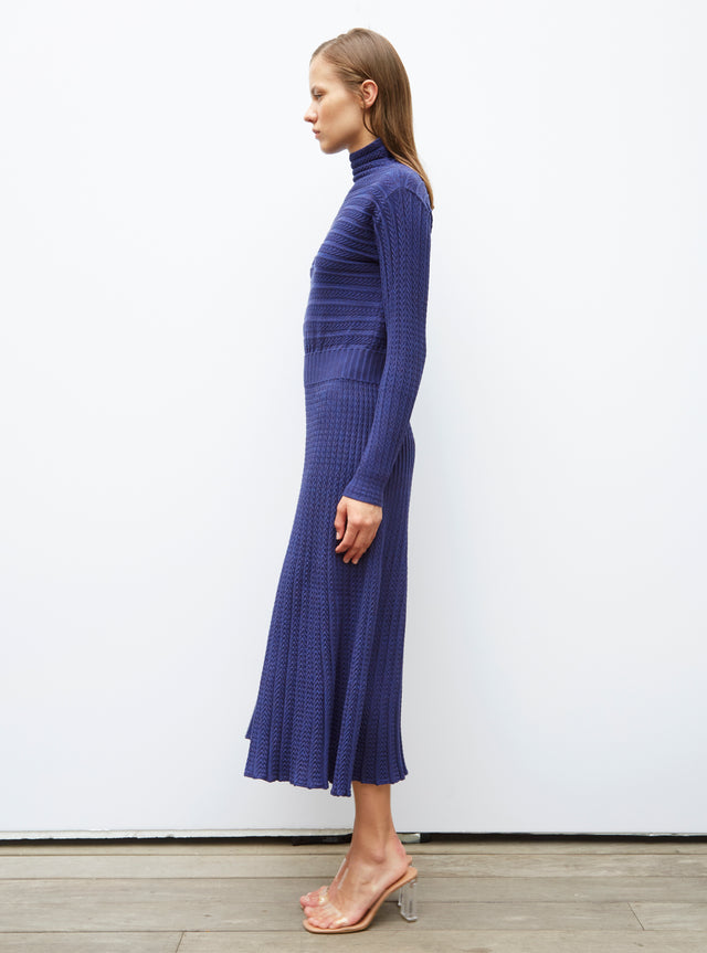 long pleated knit dress - Image principale