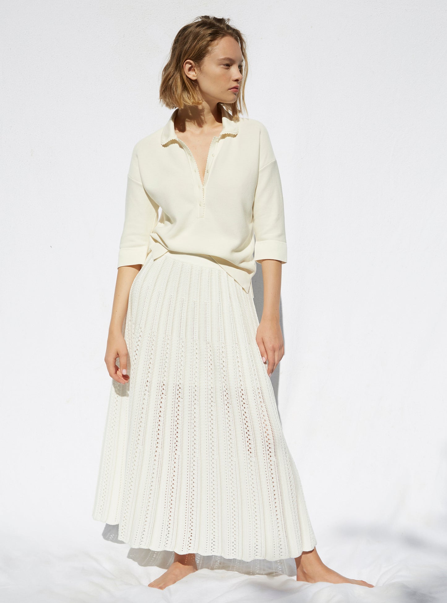 Jupe longue en maille guipure Molli - Vêtement femme luxe