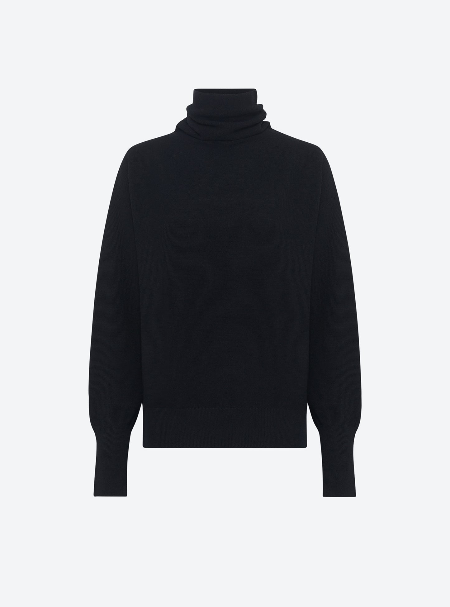 Top fin oversize à col montant Noir Profond - Vêtement en maille de luxe