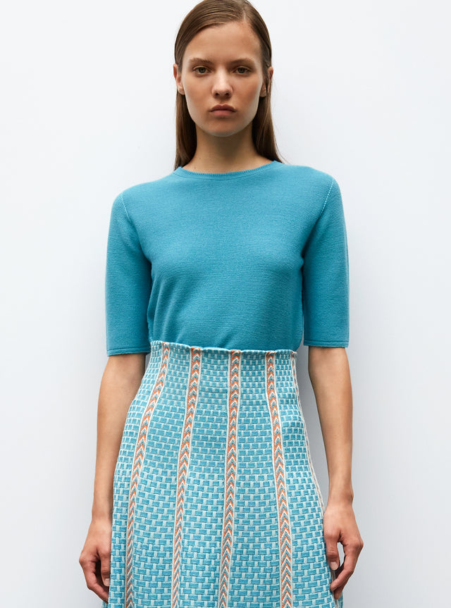 fine top with elbow-length sleeves - Image principale