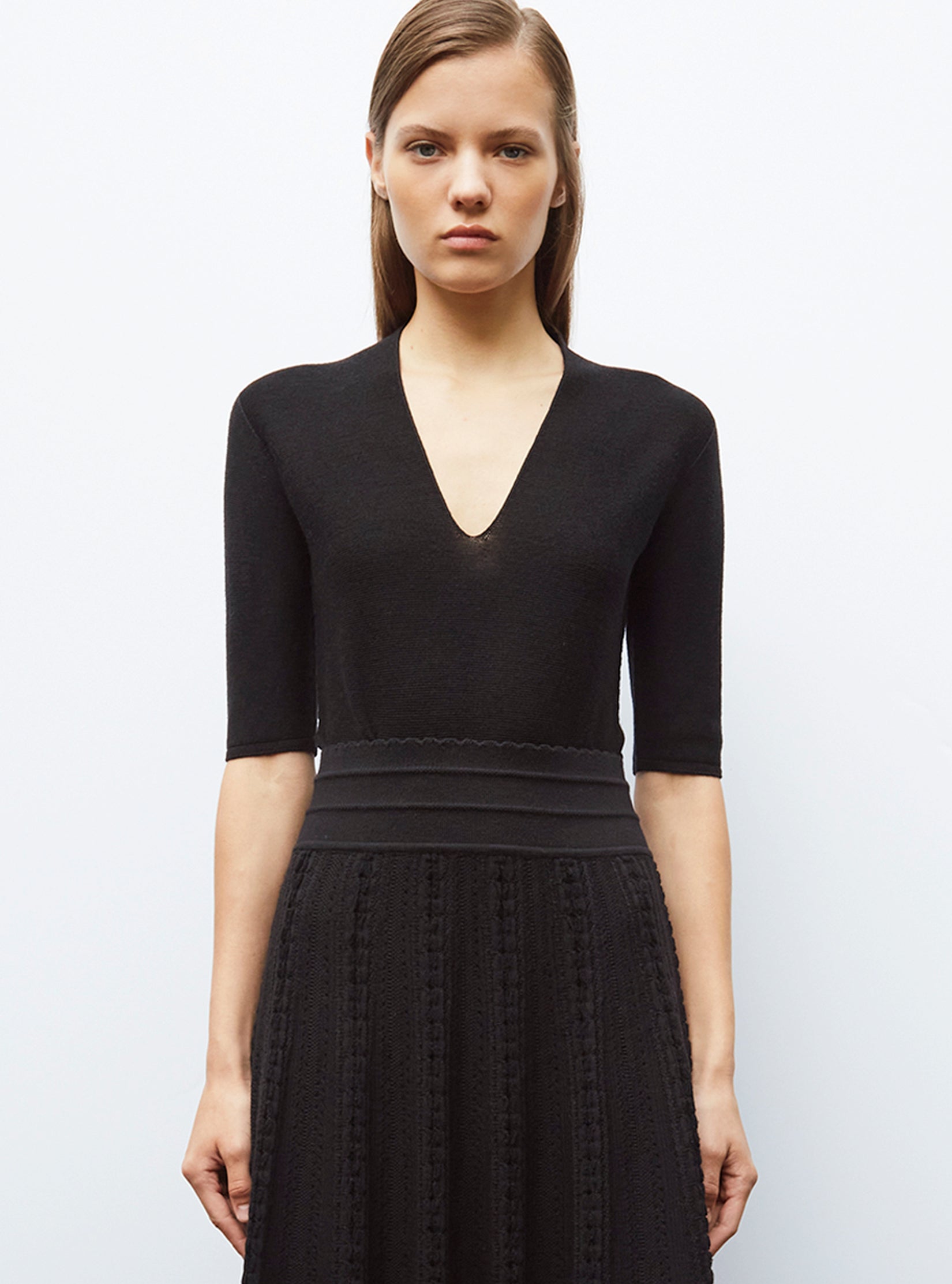 thin deep v-neck top deep black | Molli thin deep v-neck top deep black | Molli