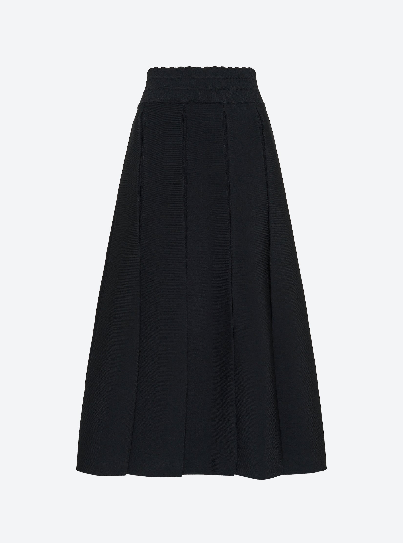Jupe longue maille compacte larges plis Noir Profond - Jupes de luxe