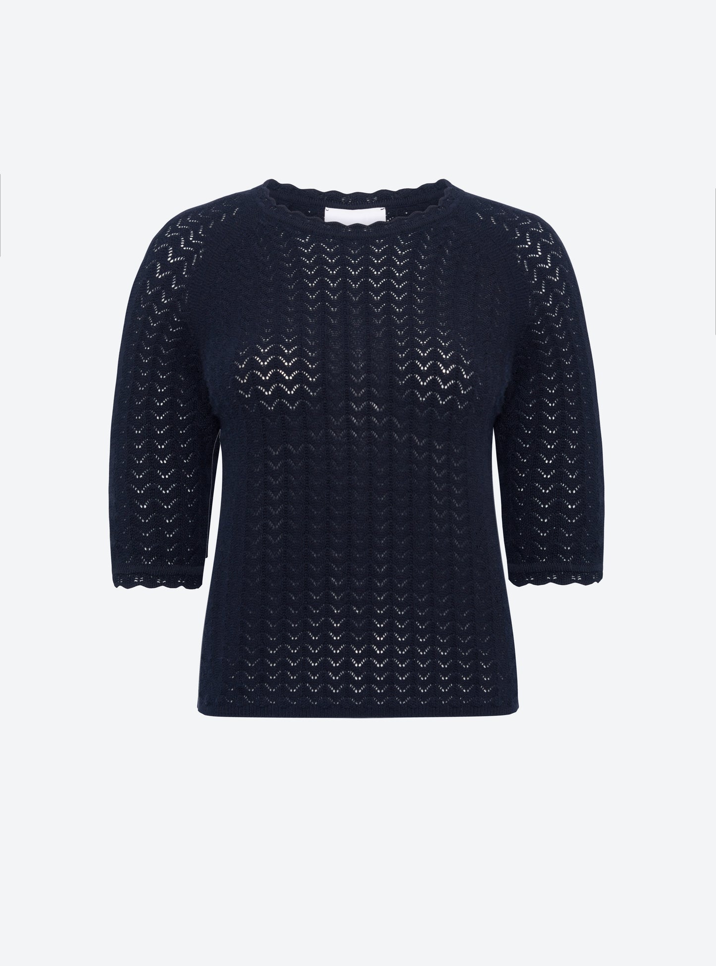 Top manches coudes maille pointelle Nuit - Top de luxe