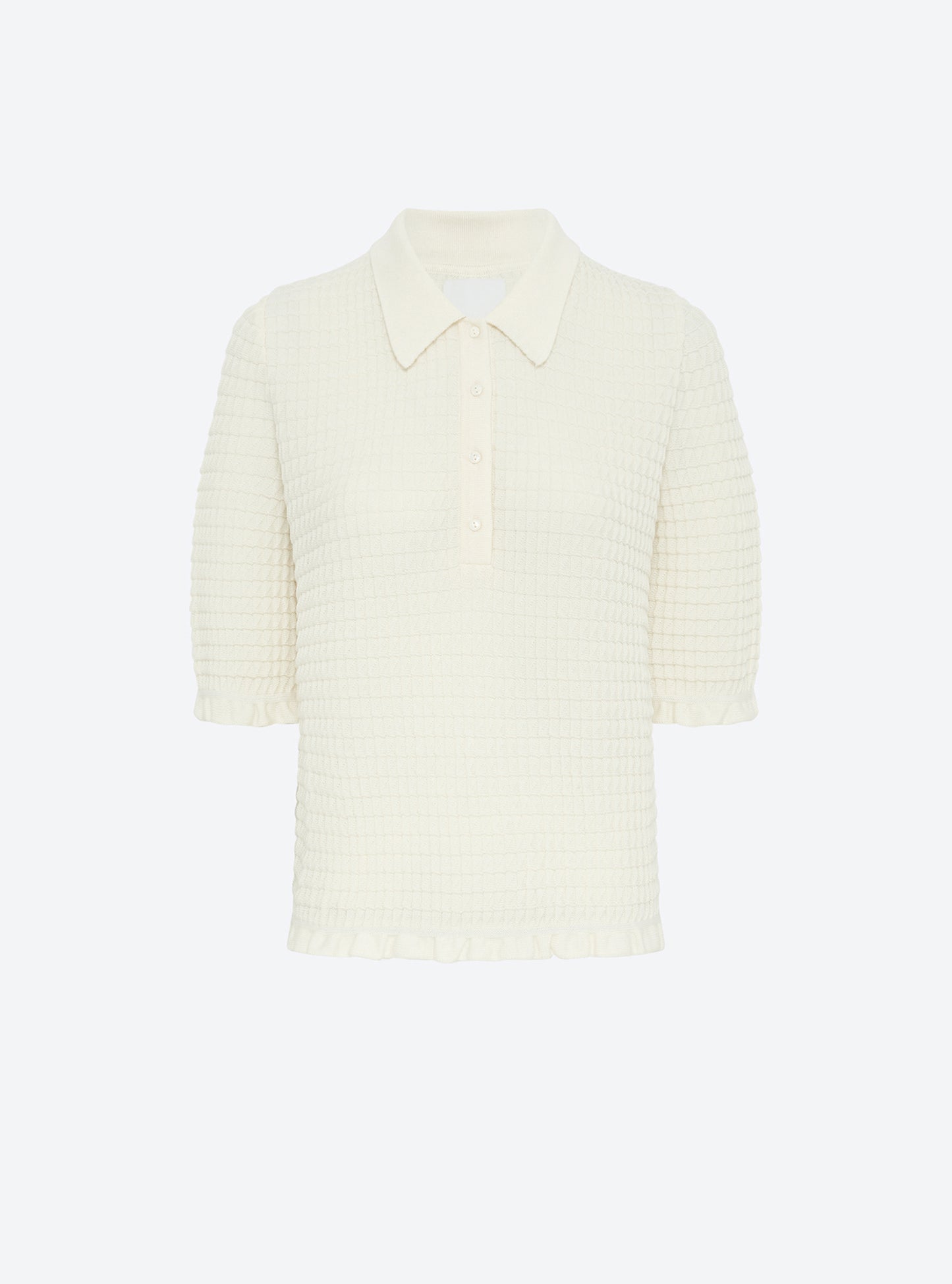 polo in an origami knit