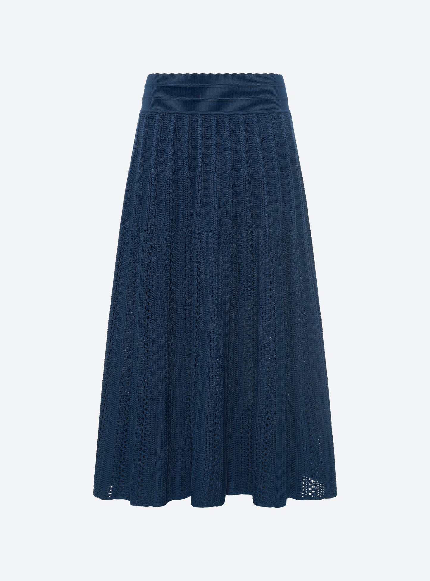 Jupe longue maille guipure Blueberry - Vêtement en maille de luxe femme