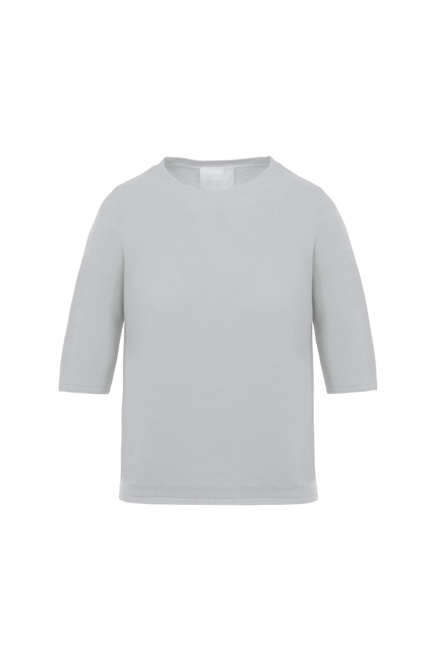 Top en maille de luxe Molli - Top fin maille manches coudes Gris Chiné Clair