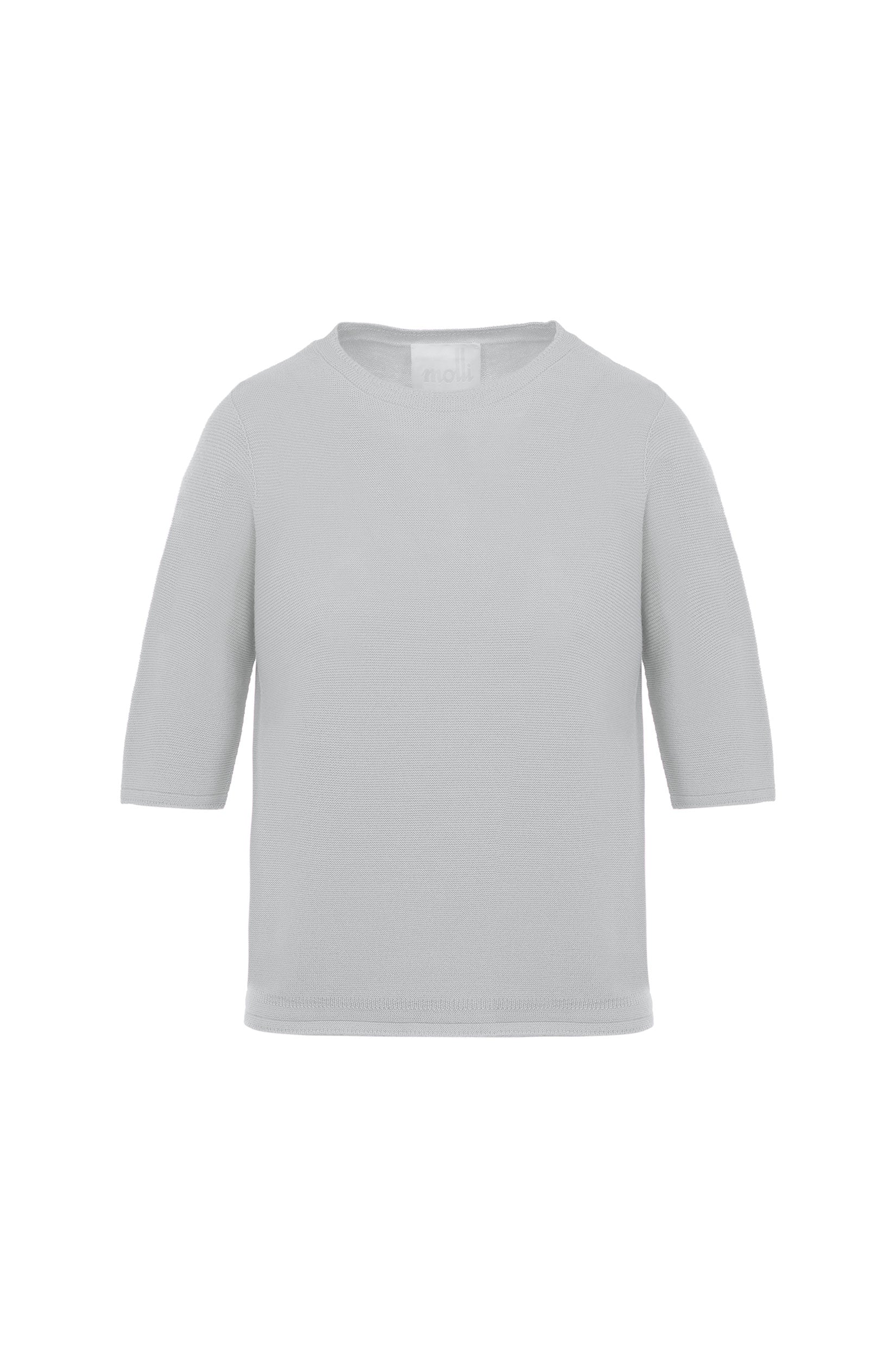 Top en maille de luxe Molli - Top fin maille manches coudes Gris Chiné Clair