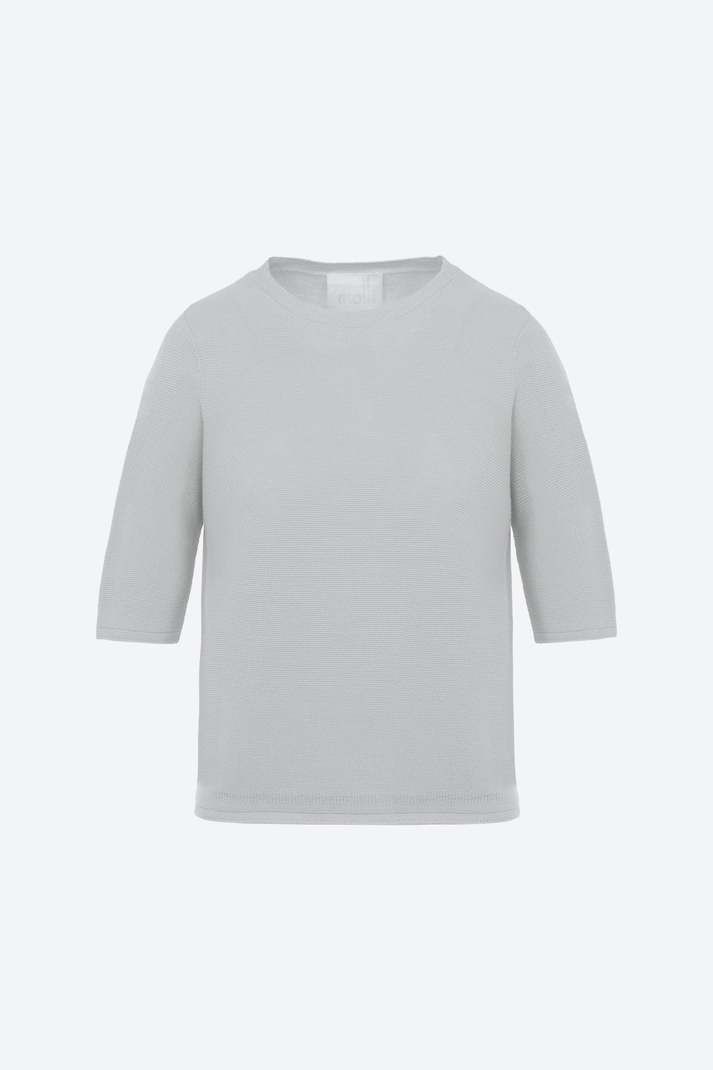 Top en maille de luxe Molli - Top fin maille manches coudes Gris Chiné Clair_packshot