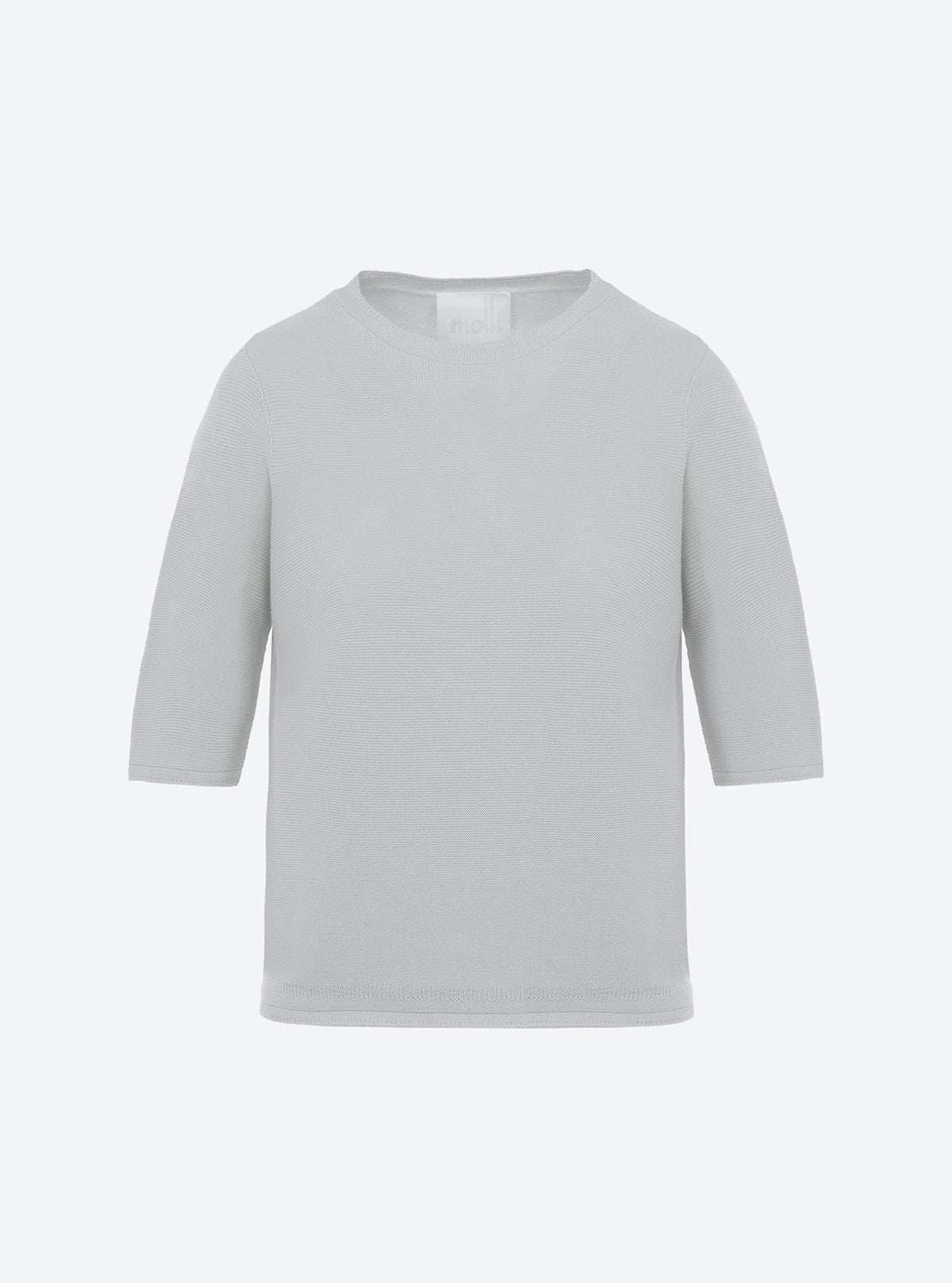 Top en maille de luxe Molli - Top fin maille manches coudes Gris Chiné Clair_packshot