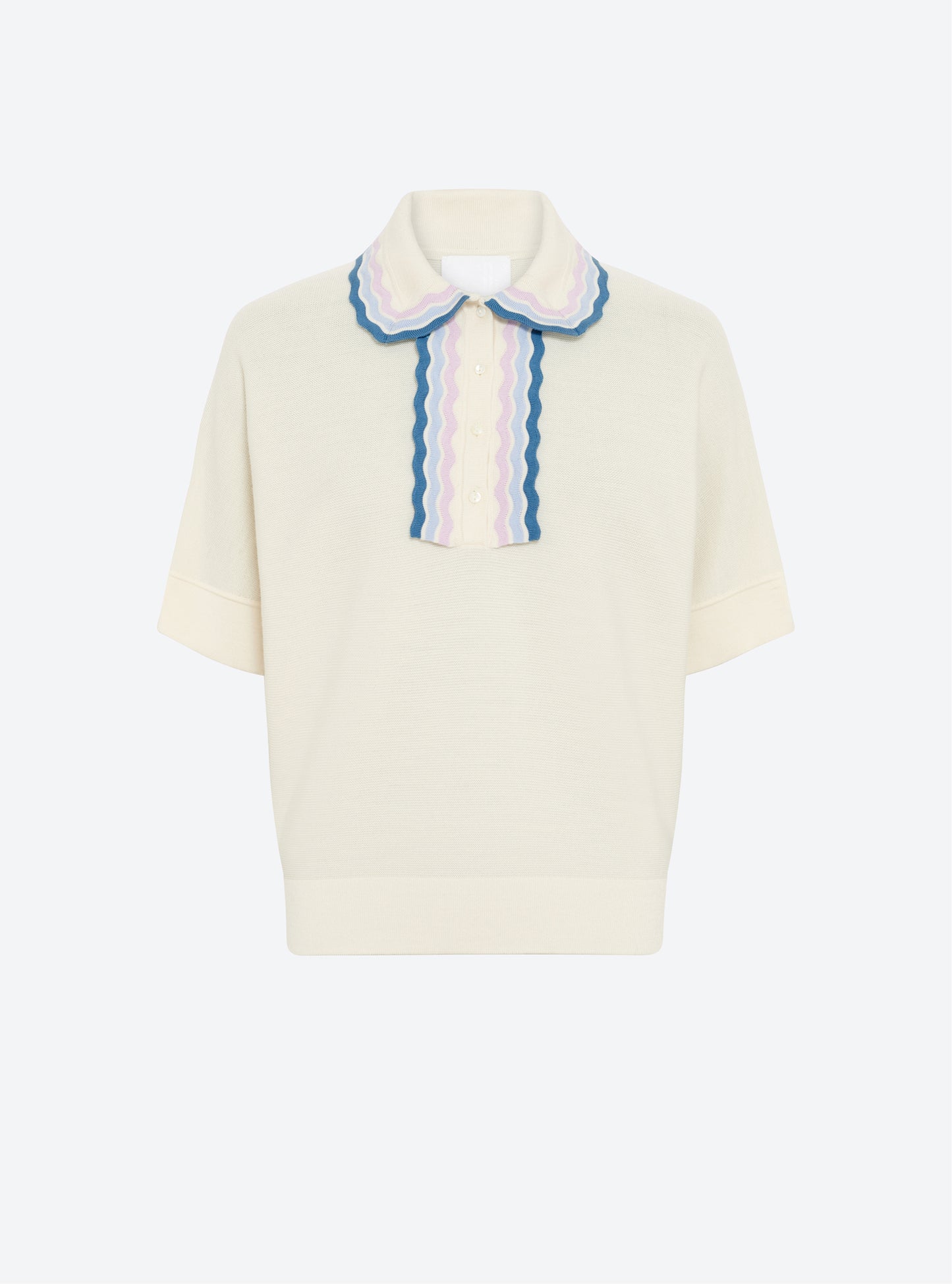 Top ample maille col croquet naturel-multi denim - Molli