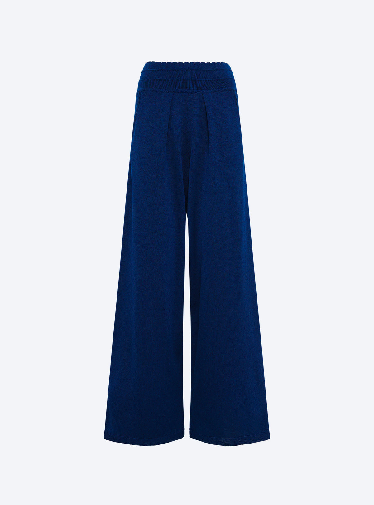 Pantalon fluide maille légère bleu faïence - Pantalon de luxe_packshot
