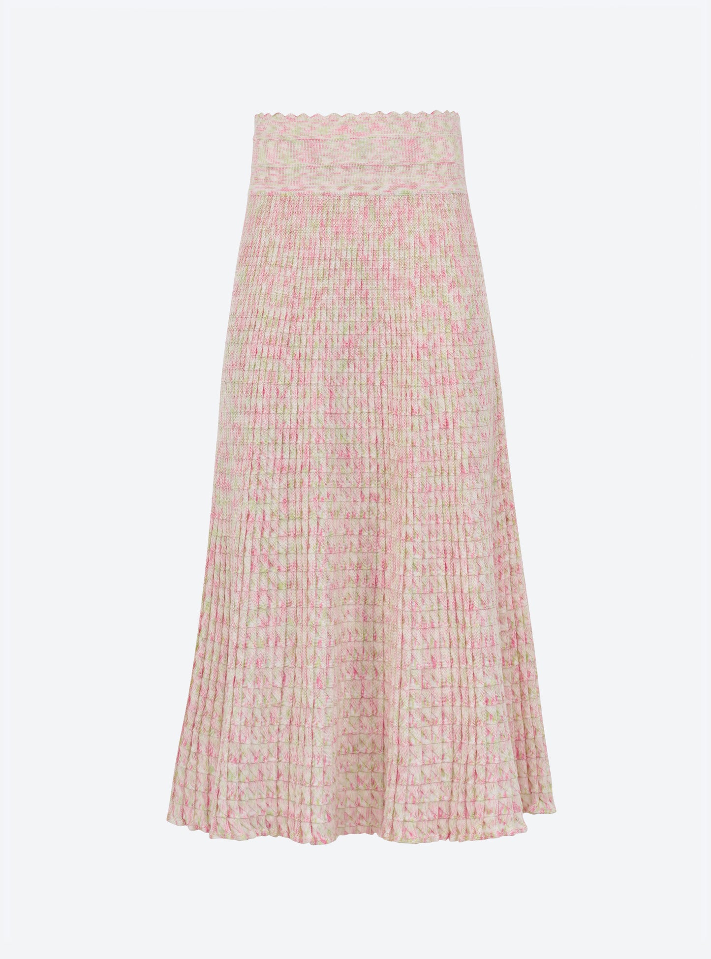 Jupe fluide maille origami naturel multi-rose - Molli