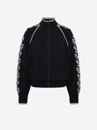 jacket with floral knit trim