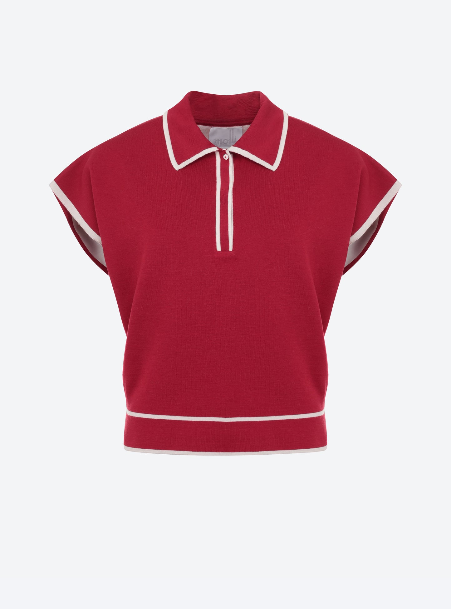 Top en maille de luxe Molli - Top ample maille col gansé grenat-naturel